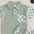 thumbnail image 4 of Akiihool Baby Boy Short Sets Baby Boys Summer Clothes Striped Boy Waffle Short Sleeve T-shirt Tops Shorts Set 6 12 18 24 Months Outfits(Green,12-18 Months), 4 of 4