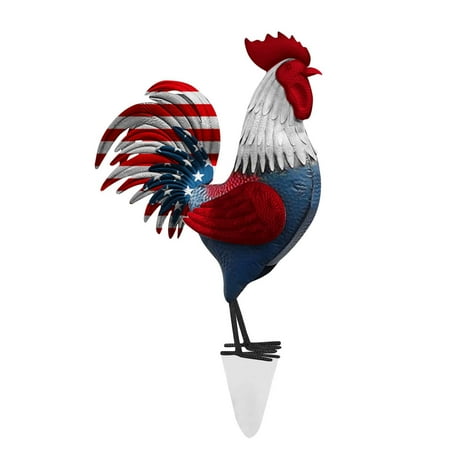 Independence Day Rooster Ground Insertion Into Courtyard Decoration Light Courtyard Decoration Garden Rooster Outdoor Decoration Chicken Cards for Birthday Outdoor Metal Flowers Stake Ground Lights