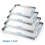 Vesteel Baking Sheet Set of 4 (16/12/10.5/9 inch), Stainless Steel Baking Pan Tray Cookie Sheet, Healthy& Dishwasher Safe