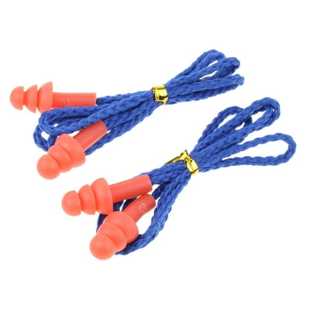 

2 Pairs Silicone Earplug Swimming Travel Sleeping Ear Plug with Cord for Adults Women Men