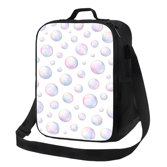 Iridescent Bubble Lunch Bag Insulated Thermal Box with Shoulder Strap & Handle for Work and Picnic