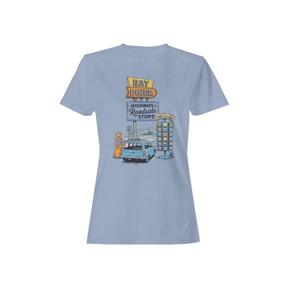 Retro Design Graphic Women's Light Blue T-Shirt