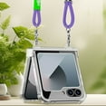 thumbnail image 4 of Dteck for Samsung Galaxy Z Flip 6 Case with Hinge Protection, Lightweight Non-Yellowing Transparent Clear Phone Cover with Crossbody Nylon Lanyard for Samsung Z Flip 6,Clear Case+Black Strap, 4 of 4