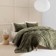 thumbnail image 2 of Beaute Living Wonderful Diamond Velvet 3 Piece Quilt Set Dark Green Full - Queen, 2 of 5