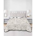 thumbnail image 2 of Quilts King Size Bedding Set, Botanical Flowers Lightweight Quilted Comforter, Country Chic Retro Floral Leaves Plants Soft Reversible Bedspread Coverlet with Pillow Covers for All Season, 96" x 106", 2 of 7