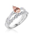 thumbnail image 3 of Gorgeous Minimalist Art Deco 1.75 Carat Pear Cut Authentic Morganite And Diamond Moissanite Engagement Ring, One Matching Band, Twisted Band Wedding Ring in 10k Solid White Gold Gift For Her, 3 of 3