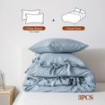 thumbnail image 3 of Simple&Opulence 100% Linen Duvet Cover Set, 3 Piece Belgian Flax Breathable Bedding, King Size 104''x92'' (1 Comforter Cover+2 Pillowshams) with Tie Closure Style,Dusty Blue, 3 of 9