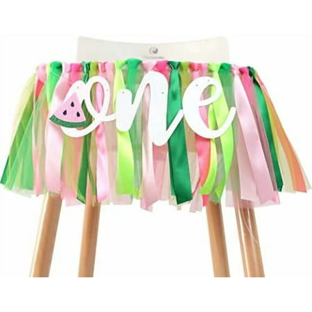 One Person 1st Birthday High Chair Banner, Smashed Cake, Photo Background Props, Piece Skirt (Watermelon)