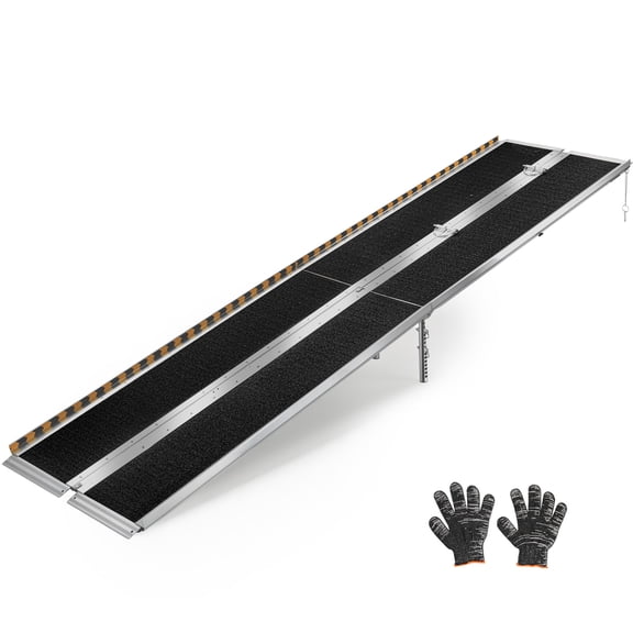 KFFKFF Portable 10FT Aluminum Folding Wheelchair Ramp, Non-Slip Handicap Ramp with 800 lbs Capacity for Steps, Stairs, Entryways, Door Thresholds, Scooters, and Curbs