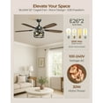 thumbnail image 3 of BLNAN 52" Ceiling Fan with Light and Remote ,Vintage Caged Flush Mount Ceiling Fan 6+1 Speed,Reverse Airflow,5  Blades for Farmhouse Bedroom Kitchen Living Room, 3 of 11