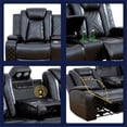 thumbnail image 5 of Beverly Fine Furniture Roduco Faux Leather Power Recliner Sofa Loveseat Black, 5 of 9