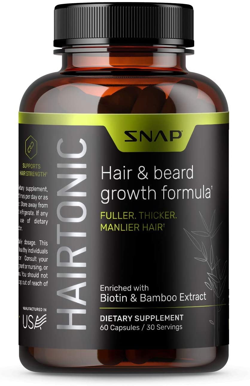 Snap Supplements Hair Growth Supplement for Men, Beard Growth, Regrow Hair  (60 Capsules) 