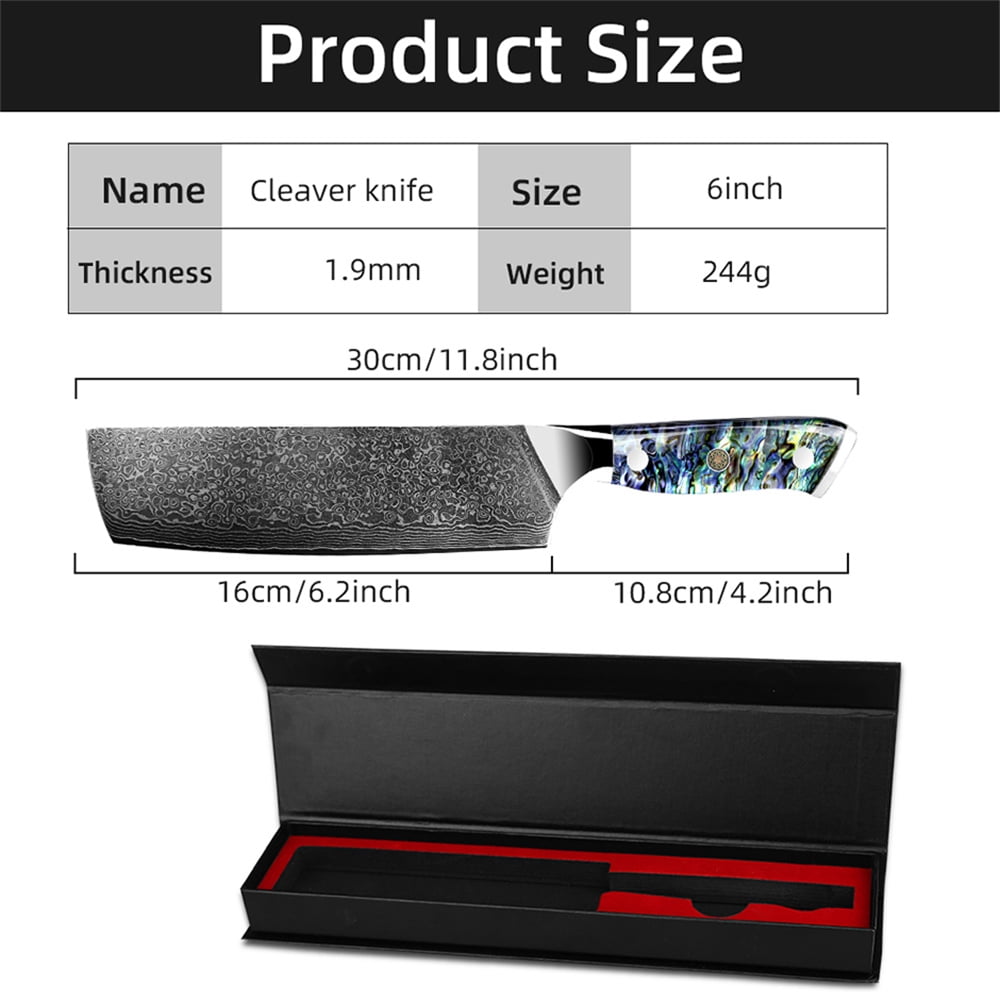 Kitchen Knife Damascus Steel Knife VG10 67 Layers Japanese Chef Knives Santoku Carving Cutting Tool Abalone Shell Handle with Sheath and Giftbox