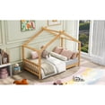 thumbnail image 3 of Hassch House Platform Bed With Headboard And Footboard,Roof Design，Natural, 3 of 9