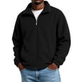 thumbnail image 3 of Sorvello Men's Full Zip Fleece Jacket Lapel Collar Long Sleeve Thermal Coat Winter Outdoor Warm Jacket with Zip Pockets Black XL, 3 of 7
