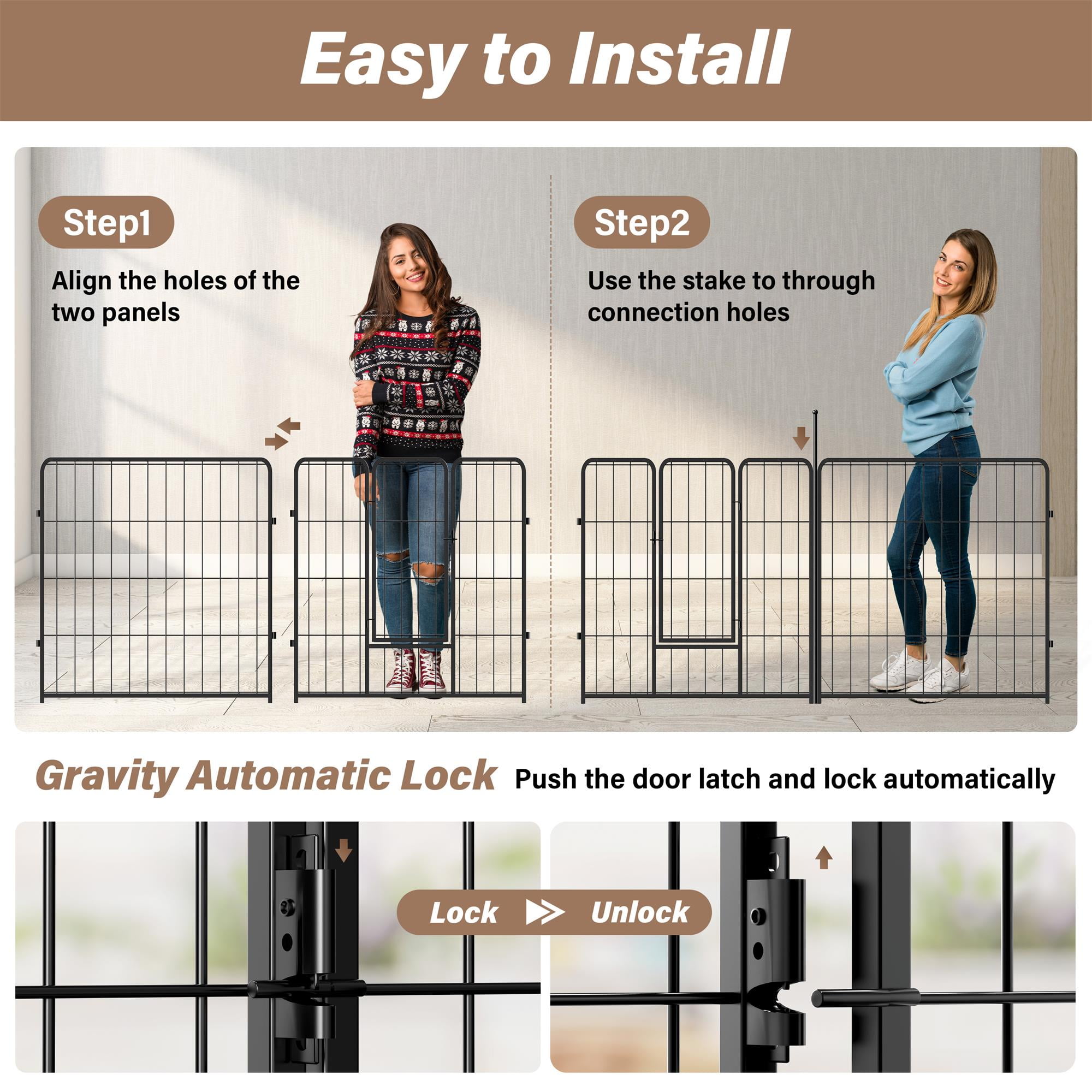 Pefilos 23" Dog Playpen Outdoor 8-Panels Dog Pen, Indoor Metal Puppy Pet Playpen for Small Dogs Run Fence / Iron Pet, Black Pefilos 23" Dog Playpen Outdoor 8-Panels Dog Pen, Indoor Metal Puppy Pet Playpen for Small Dogs Run Fence / Iron Pet, Black