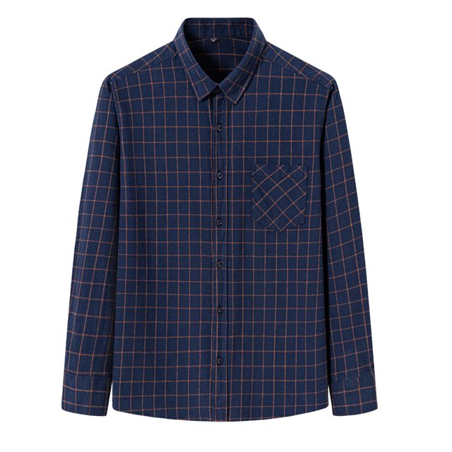 XDZJLR Men Shirts Long Sleeved Pure Wool Plaid Plus Size Fashion Tops