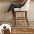 thumbnail image 6 of Bar Stool Set of 2, 26" Upholstered Counter Height Stools with Back, Solid Wood Legs, Faux Leather Bar Chairs for Kitchen Island, 6 of 10