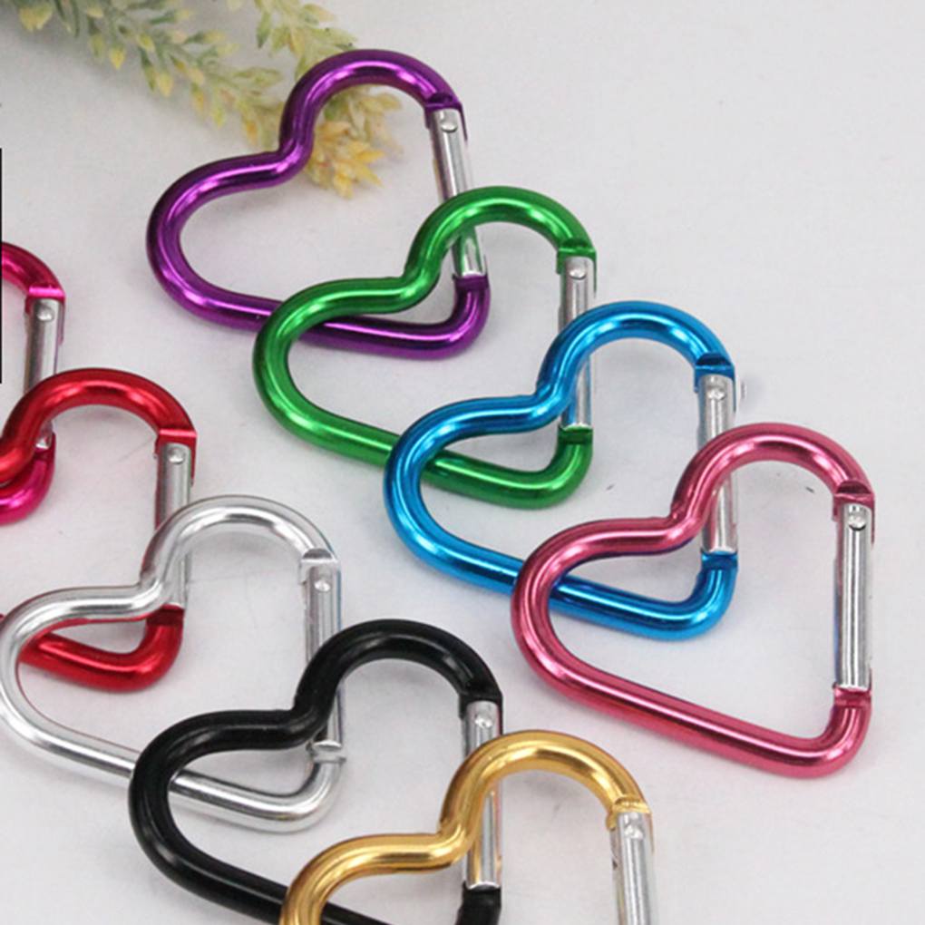 10pcs Heart Shaped Carabiners Mini Spring Backpack Clasps
