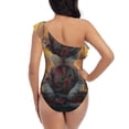 thumbnail image 5 of Sikiie Flower Meditating Rabbit Print Women One Piece Swimsuits Tummy Control One Shoulder Bathing Suits Ruffle Swimwear, From S to XXL-Medium, 5 of 6