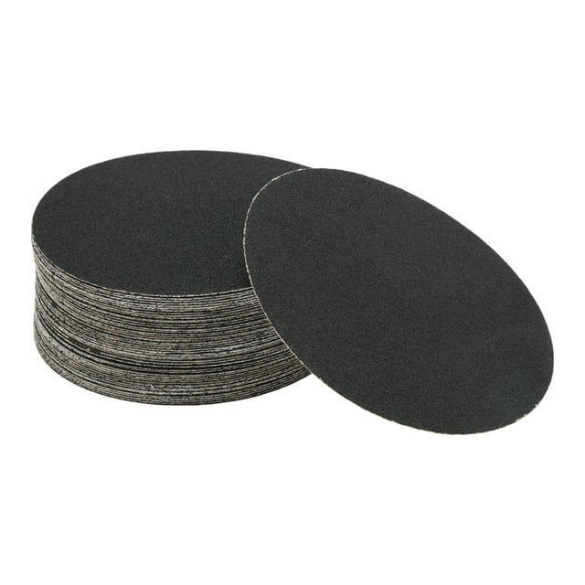 50 Pcs Discos de Lija Redondos 100 Grano Hojas de Lijado de Gancho y Bucle Universales para Restauración Automotriz 100x100mm Carburo de Silicio Negro