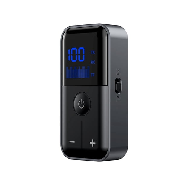 Receptor y Transmisor de Audio Bluetooth 5.4 con Tarjeta TF Auxiliar de 3,5 mm, Adaptador Bluetooth con Pantalla LED y Micrófono para TV de Coche.