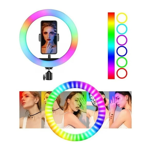 Aro de luz led 30 cm Gadgets and Fun Luces blancas y de colores Tripie de 1.7 metros