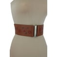 thumbnail image 3 of Women Bohemian Belt Elastic Brown Waistband Fashion Hip High Waist Floral S M, 3 of 6