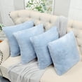 thumbnail image 2 of Home Soft Things Faux Fur Throw Pillow Cover 4 Piece Set-Blue Fog - 20" x 20, 2 of 9