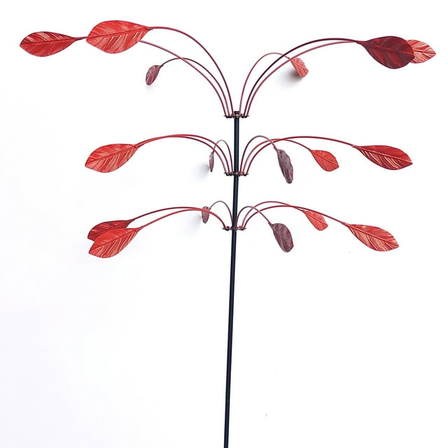 Stanwood Wind Sculpture Copper Triple Leaf Windmill Garden Ornaments