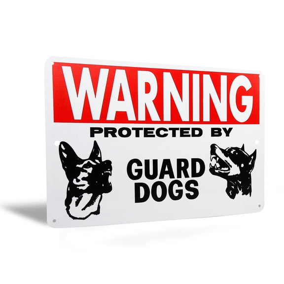 Metal Warning Protected By Guard Dog Home Security Wall Sign Beware Plaque Caution Outdoor Decor