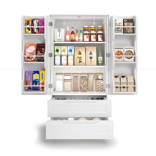 Aiho 47" H Kitchen Pantry Cabinet with 2 Doors and 2 Drawers, Solid & Sturdy, Storage Cabinet for Entryway, Kitchen - White