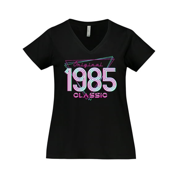 Inktastic Born In 1985 Throwback Birthday Women's Plus Size V-Neck T-Shirt