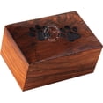 thumbnail image 3 of Paw Engraved Rosewood Pet Urn for Dogs Cats Memorial Keepsake Urns for Ashes, Photo Wooden Box Cremation Urn (45 Cubic in, Two Paws - Black), 3 of 5
