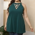 thumbnail image 6 of Plus Size Tank Tops for Women Trendy Crewneck Hollow out Sleeveless Shirts Casual Loose Comfy Summer Blouses Tee, 6 of 7
