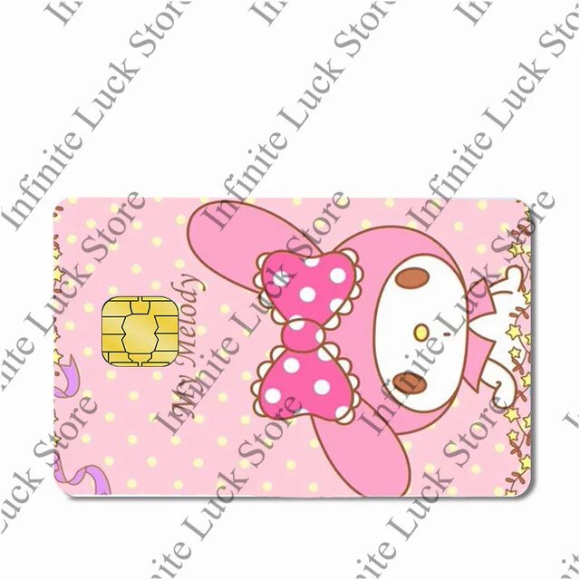 Sanrioed Credit Card Sticker Kawaii Cartoon My Melody Poker Sticker Little Twin Stars Waterproof Stickers Big Small Chip Sticker