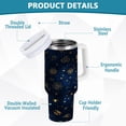 thumbnail image 4 of 40 oz Insulated Stainless Steel Tumbler Double Wall Stainless Steel Tumbler with 2-Way Drinking Twinkling Stars and Constellations, 4 of 9
