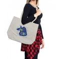 thumbnail image 2 of Saying Shopping Bag, Blue Silhouette of Unicorn Head with Stars and Lettering Text Mythical Cartoon, Eco-Friendly Reusable Bag for Groceries Beach and More, 15.5" X 14.5", Cream, by Ambesonne, 2 of 2