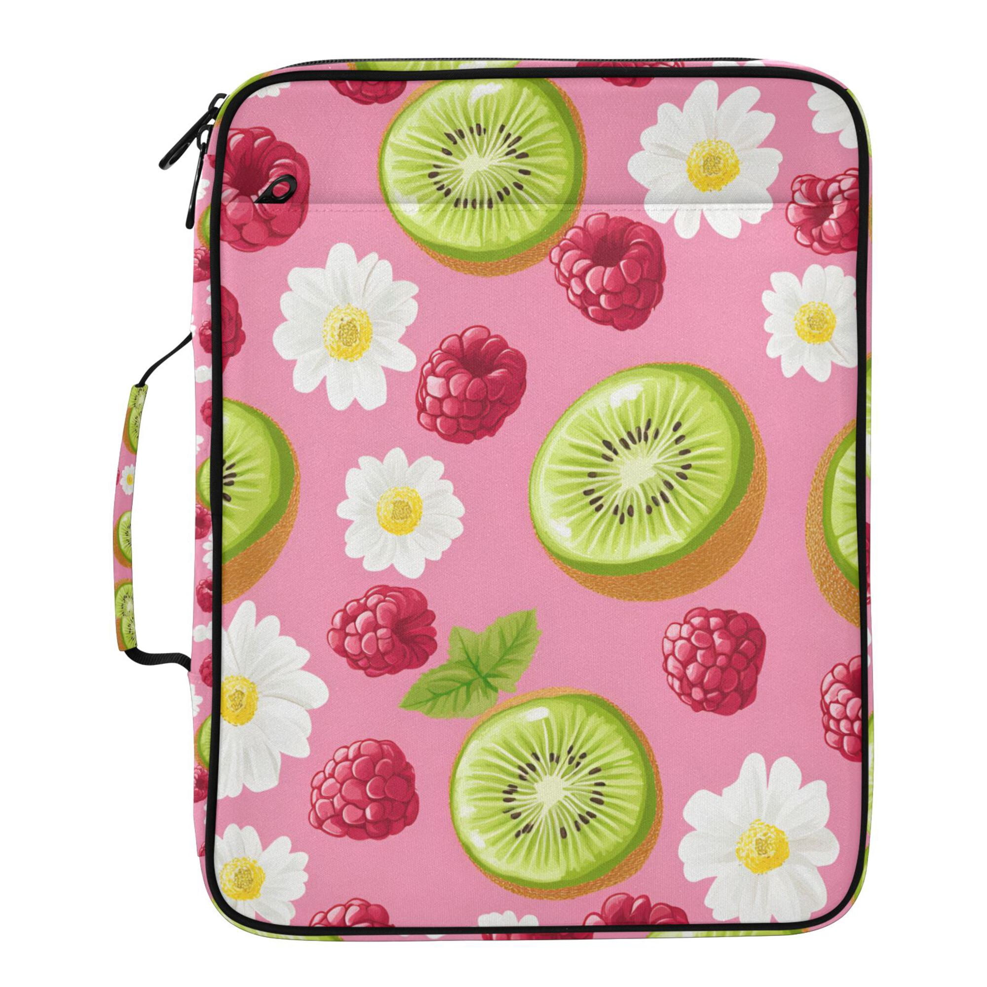FORMRS Accordion File Folder A4 Size 7-Pocket Expanding Document Organizer Bag with 3 Ring Binder, Floral Raspberries