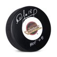 thumbnail image 1 of Igor Larionov Signed Vancouver Canucks Retro Logo Puck with HOF Note, 1 of 2