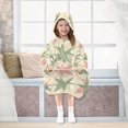 thumbnail image 7 of FORMRS Wearable Blanket Hoodie with Sleeves for Kids Cozy Flannel Sweatshirt, Pink and Green Geometric, 7 of 7