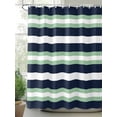 thumbnail image 2 of Fsddascl Green Navy Blue Striped Shower Curtain Set - 48" x 72" Washable Bathtub Curtain with 12 Hooks, Chic Abstract Lines Geometric Waterproof Fabric Stall Shower Curtains for Bathroom/Bathtub, 2 of 6
