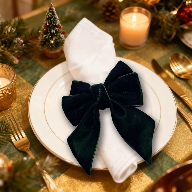 wycnly Serviette Anneau Polyester Vert Rouge Décoration de Table de Noël Pièce Unique Accessoire de Table Festive Réutilisable Usage Quotidien Fête Style Classique 4.72x3.94 Po