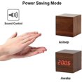 thumbnail image 4 of Brown Wooden Digital Alarm Clock with Touch and Sound Control for Travel and Desk Use, 4 of 5