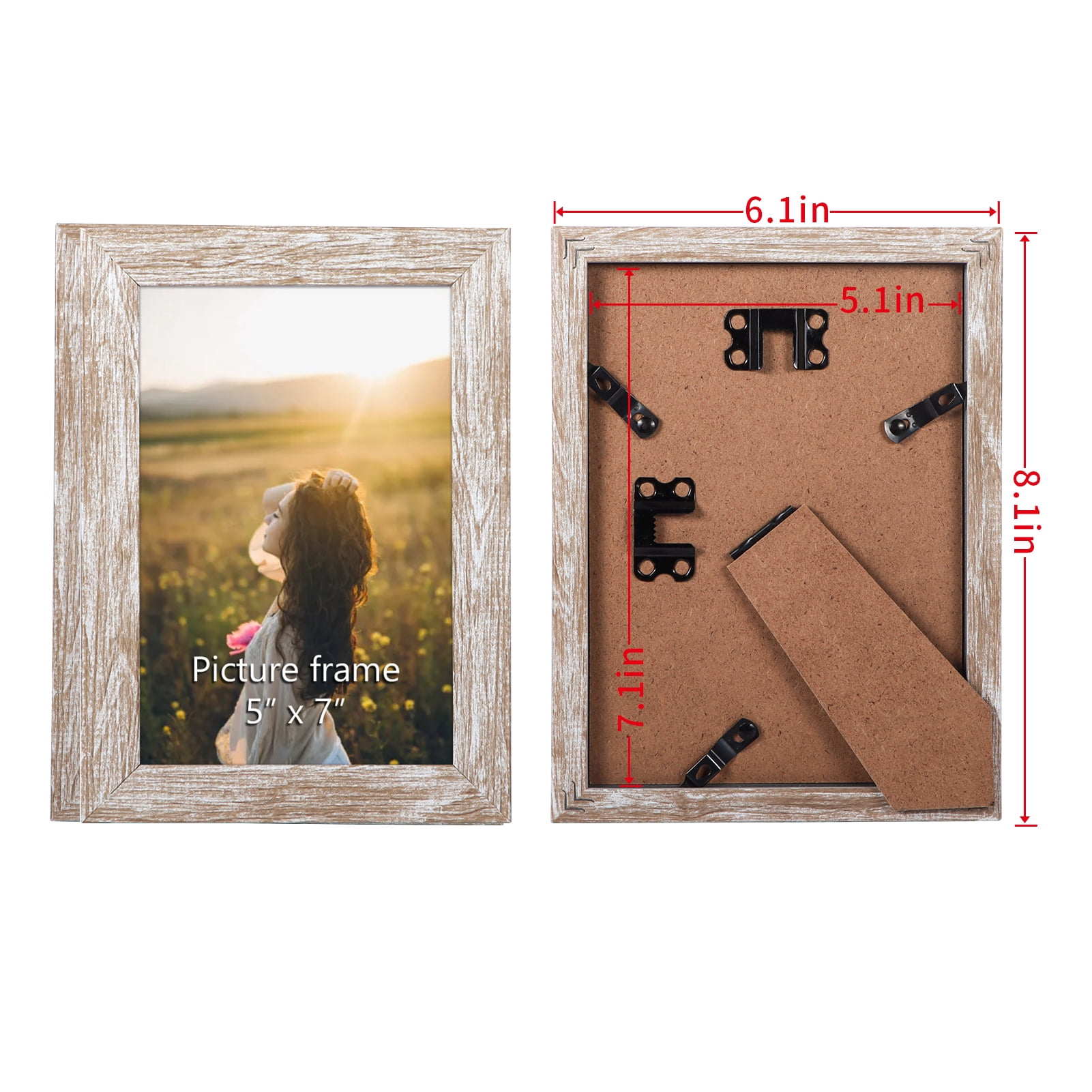 MEBRUDY 5x7 Picture Frame Set of 12, 5 by 7 Photo Frames Bulk for Wall or Tabletop Display, Beige White