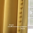 thumbnail image 4 of Velvet Curtains for Bedroom - Luxury Pom Pom Tasseled Room Darkening Drapes Thermal Insulated Privacy Rod Pocket Window Curtain Panels for Living Room Yellow W42" x L108", 4 of 7