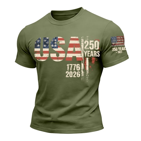 Men's USA 250th Anniversary Shirt 1776-2026 Patriotic American Flag 250 Years Graphic T-Shirt