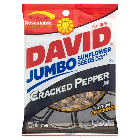David Jumbo Cracked Pepper Roasted & Salted Sunflower Seeds, 5.25 oz