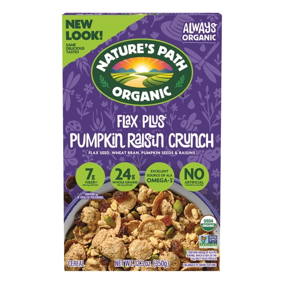 Nature's Path Organic Breakfast Cereal, Flax Plus Pumpkin Raisin Crunch, 12.3oz Box
