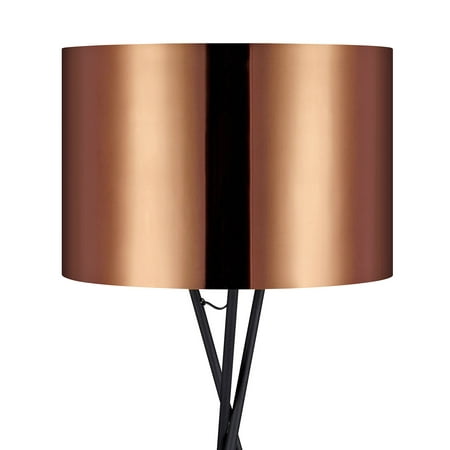 Versanora Cara 62u0022 Modern Metal Tripod Floor Lamp, Copper